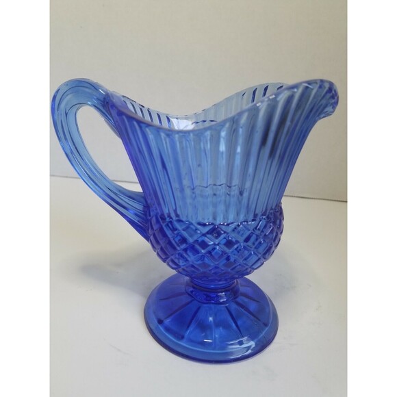 Vintage Avon Blue Fostoria Mt Vernon Glass Creamer 5"×3" - Picture 1 of 11